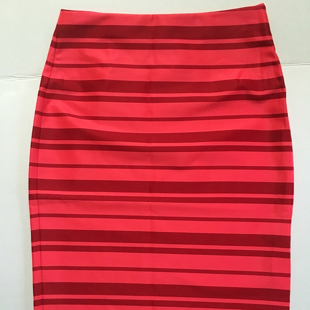 Banana Republic Coral Red Stripe Pencil Skirt